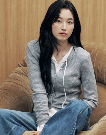 원지안 브이넥 골지가디건